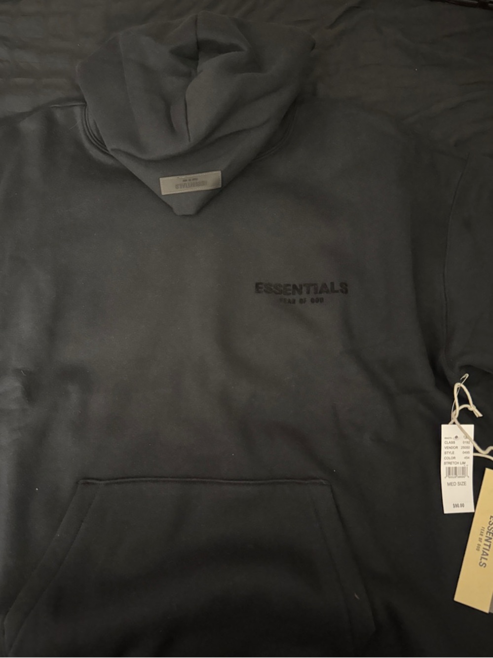 Essentials Black Pullover Hoodie with Subtle Logo